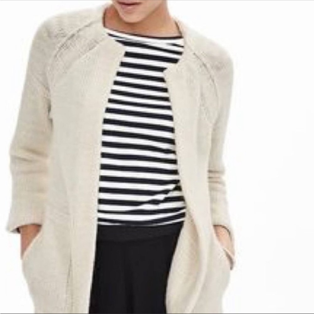 BANANA republic drama coat cocoon wool blend cream size large - Picture 2 of 8